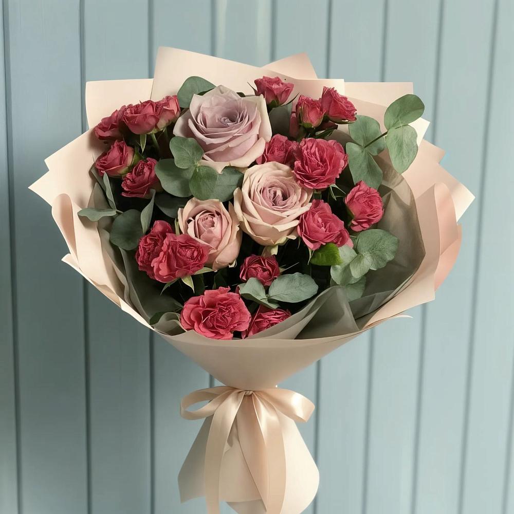 Букет цветов из: Гвоздики и Розы в Ферме