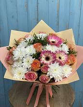 Букет цветов из:  Розы, Герберы и Хризантемы в Ферме