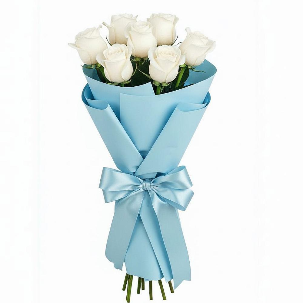 Букет 7 белых роз Проуд в Ферме