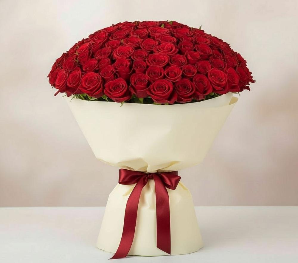 Букет 101 Красная роза Милано в Ферме