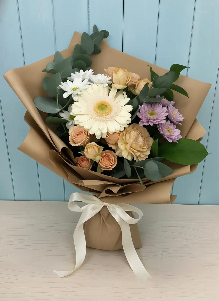 Букет цветов из: Герберы и Хризантемы в Ферме