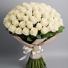 Букет 101 беля роза Белоснежка в Ферме