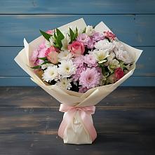 Букет цветов из:  Хризантемы, Альстромерии и Розы #REPLACE_PRED# Ферме