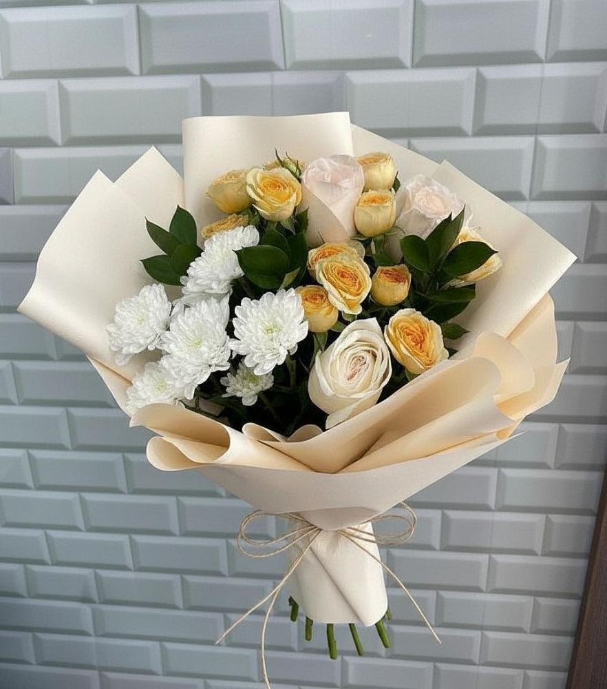 Букет цветов из: Розы и Хризантемы в Ферме