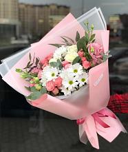 Букет цветов из:  Розы, Лизиантусы и Хризантемы в Ферме
