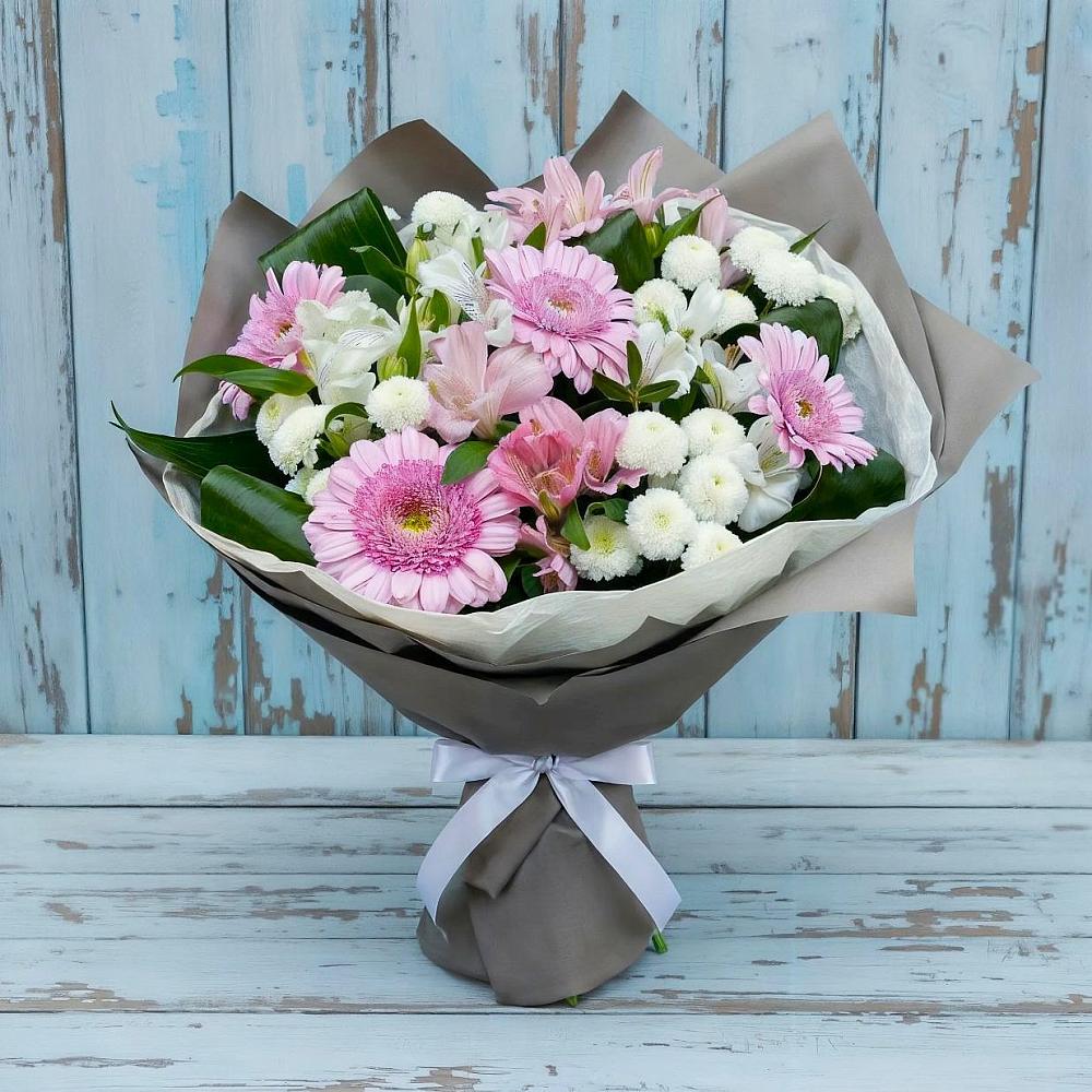 Букет цветов из: Герберы, Альстромерии и Хризантемы в Ферме