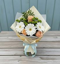 Букет цветов из:  Герберы, Розы и Хризантемы #REPLACE_PRED# Ферме