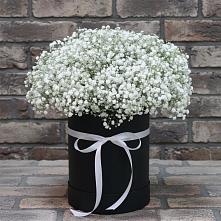 Цветочная композиция из Гипсофила в шляпной коробке в Ферме